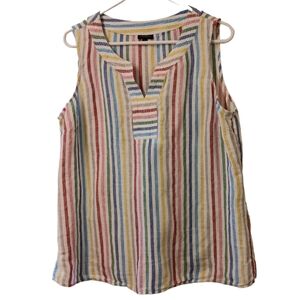Talbots Sleeveless Rainbow Striped Top in 100% Linen